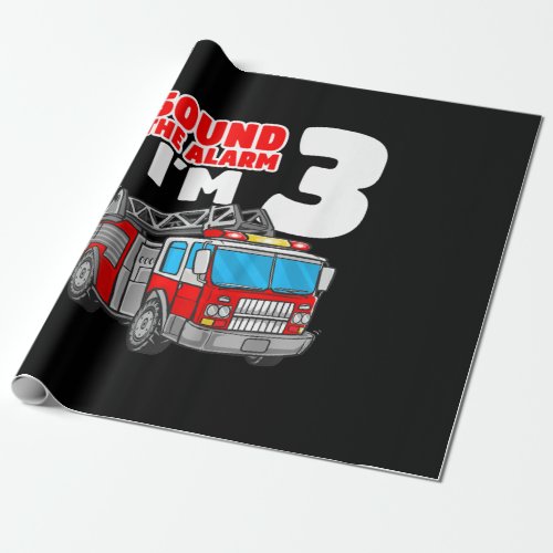 Fire Truck 3 Year Old Firefighter 3rd Birthday Wrapping Paper