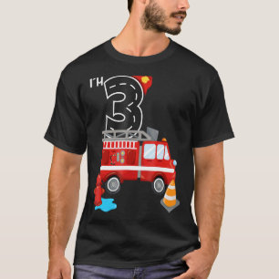 Fire Truck 3rd Birthday Boy 3 Year Old Firefighter T-Shirt