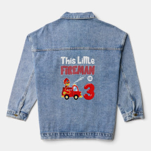 Fire Truck 3rd Birthday Boy Toddler Firefighter 3  Denim Jacket