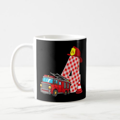 Fire Truck 4th Birthday Boy Toddler Firefighter 4  Coffee Mug