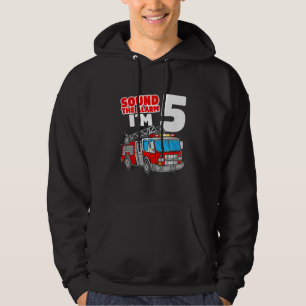 Fire Truck 5 Year Old Firefighter 5th Birthday Hoodie