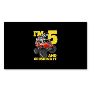 Fire Truck 5th Birthday Boy 5 Firefighter Gift Business Card Magnet