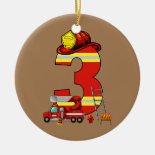 Fire Truck 5th Birthday Boy 5 Year Old Toddler Ceramic Ornament