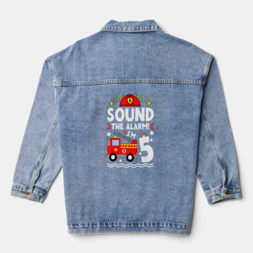 Fire Truck 5th Birthday Boy Toddler Firefighter 5  Denim Jacket