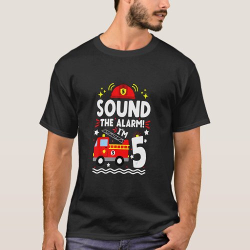 Fire Truck 5th Birthday Boy Toddler Firefighter 5  T_Shirt