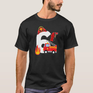Fire Truck 6 Year Old Firefighter 6th Birthday Boy T-Shirt