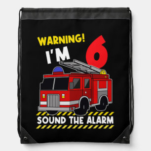 Fire Truck 6th Birthday Boy Firefighter 6 Year Drawstring Bag