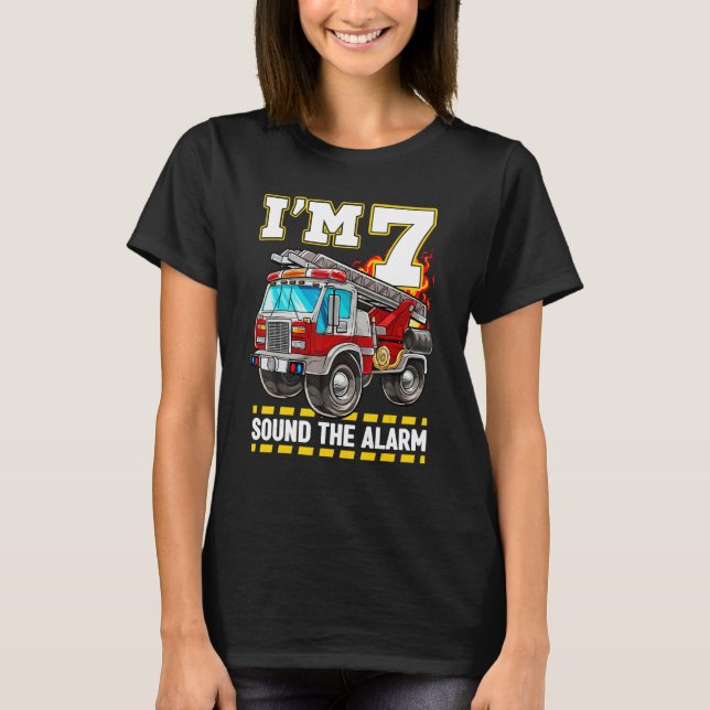 Fire Truck 7th Birthday Boy Toddler Firefighter 7 T-Shirt (Front)