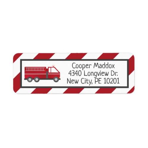 Fire Truck Address Labels for Firefighter Birthday