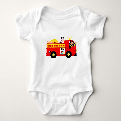Fire Truck Baby Bodysuit