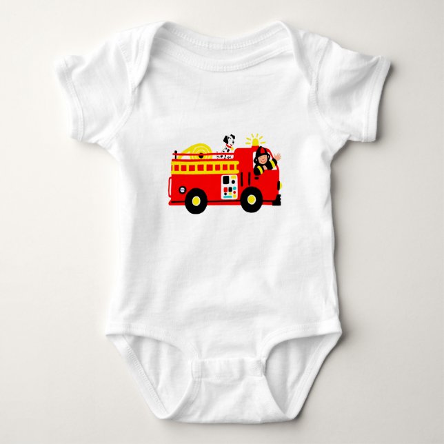 Fire Truck Baby Bodysuit (Front)