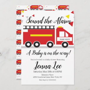 Fire Truck Baby Shower Confetti Invitation