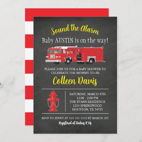 Fire Truck Baby Shower Invitation