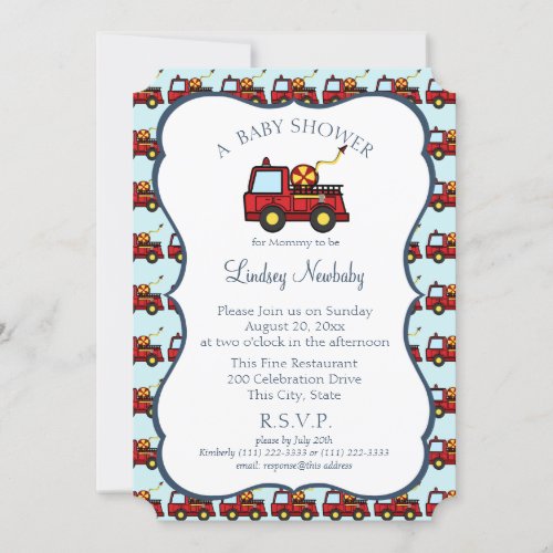 Fire Truck Baby Shower Invitation