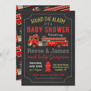 Fire Truck Baby Shower Invitation   Fire Truck