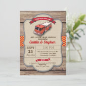 Fire truck baby shower invitation. Vintage red Invitation (Standing Front)