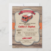 Fire truck baby shower invitation. Vintage red Invitation (Front)