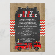 Fire Truck Baby Sprinkle Invite / boy baby shower