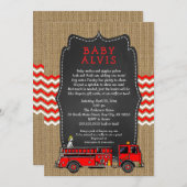Fire Truck Baby Sprinkle WITH NAME boy baby shower Invitation (Front/Back)