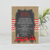 Fire Truck Baby Sprinkle WITH NAME boy baby shower Invitation (Standing Front)
