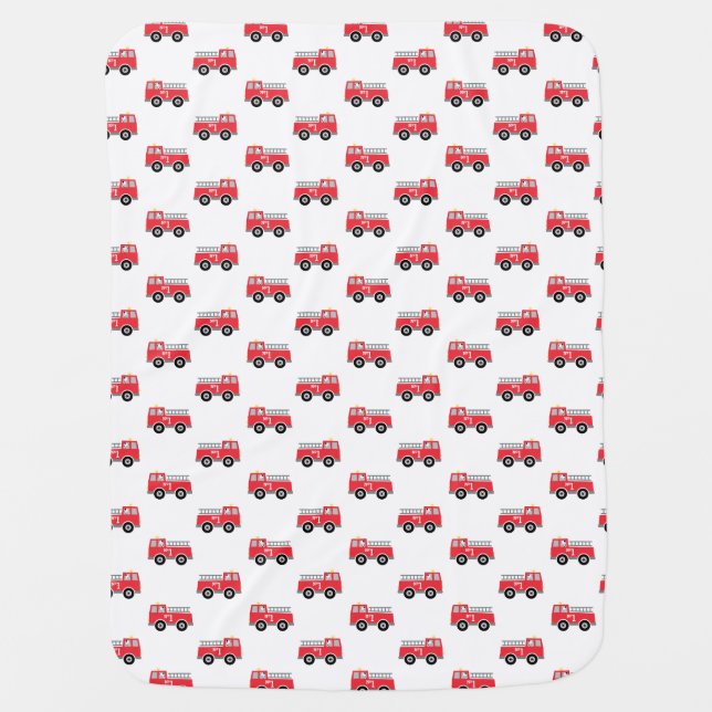 Fire Truck Baby Swaddle Blanket (Front)