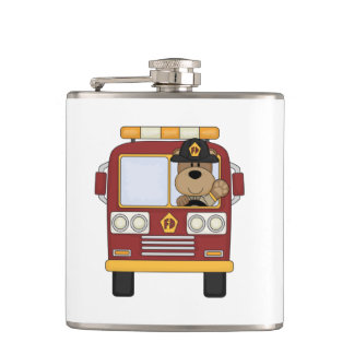 Fire Truck Bear Flask