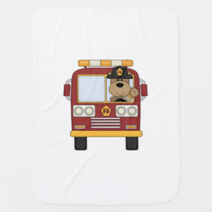 Fire Truck Bear Receiving Blanket