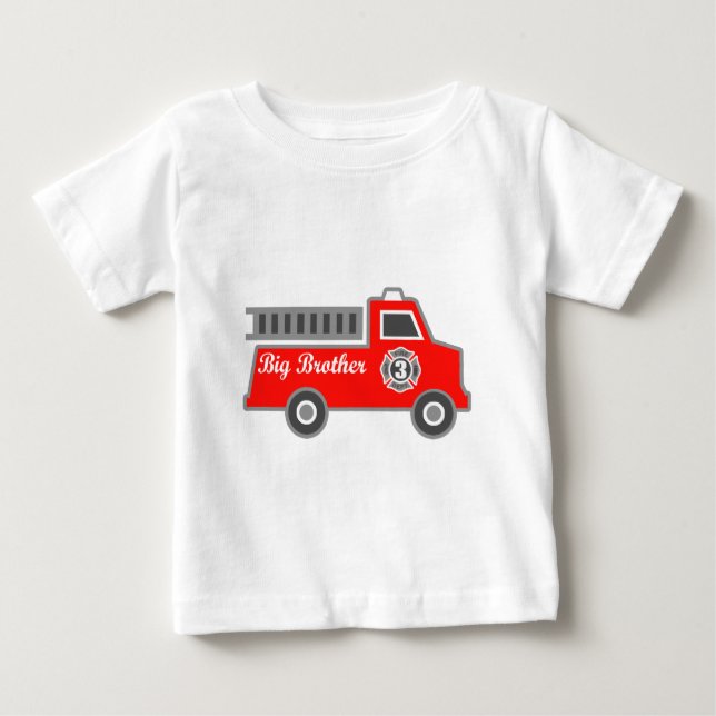 Fire Truck Big Brother Baby T-Shirt (Front)