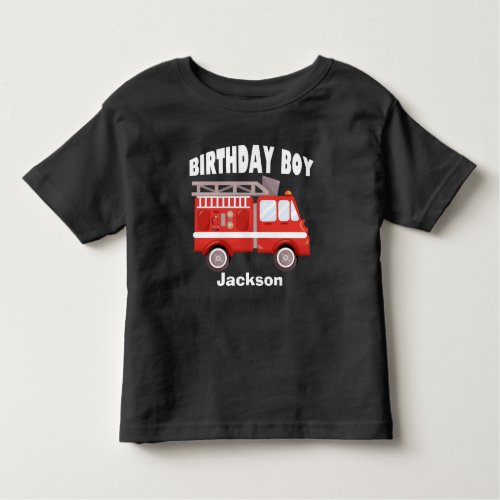 Fire Truck Birthday Boy Custom Toddler T_shirt