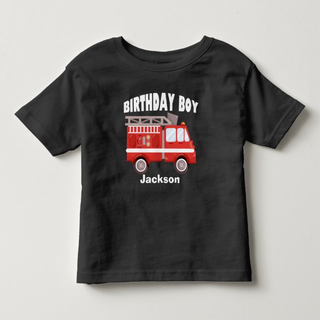 Fire Truck Birthday Boy Custom Toddler T-shirt (Front)