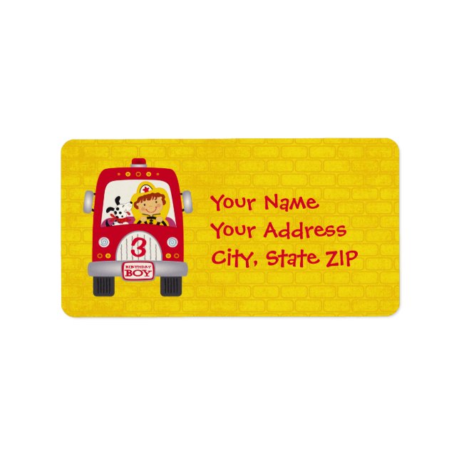 Fire Truck Birthday Boy Label (Front)