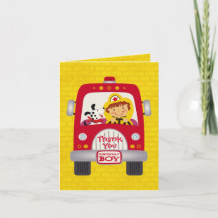 Fire Truck Birthday Boy Letterpress Thank You Card