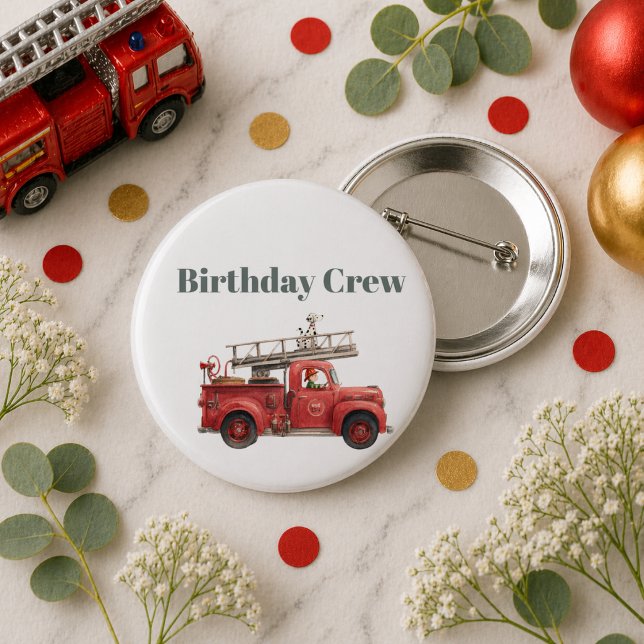 Fire Truck Birthday Firetruck Party Button (Fire Truck Birthday Firetruck Party Button)