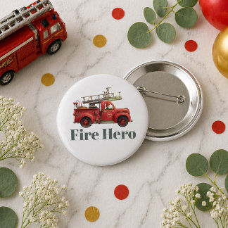 Fire Truck Birthday Firetruck Party Button