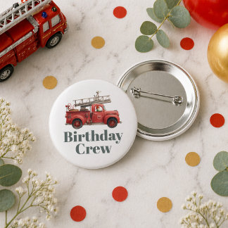 Fire Truck Birthday Firetruck Party Button