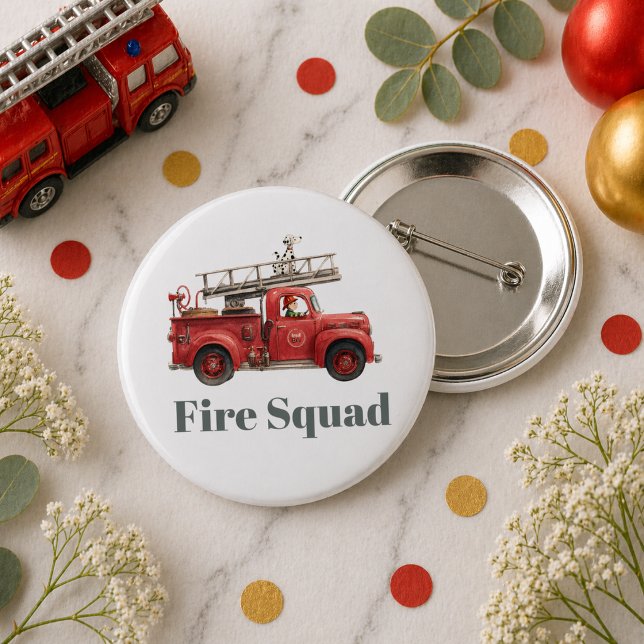 Fire Truck Birthday Firetruck Party Button (Fire Truck Birthday Firetruck Party Button)