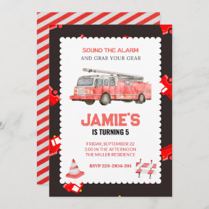 Fire Truck Birthday Invitation