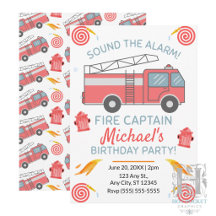 Fire Truck Birthday Invitation