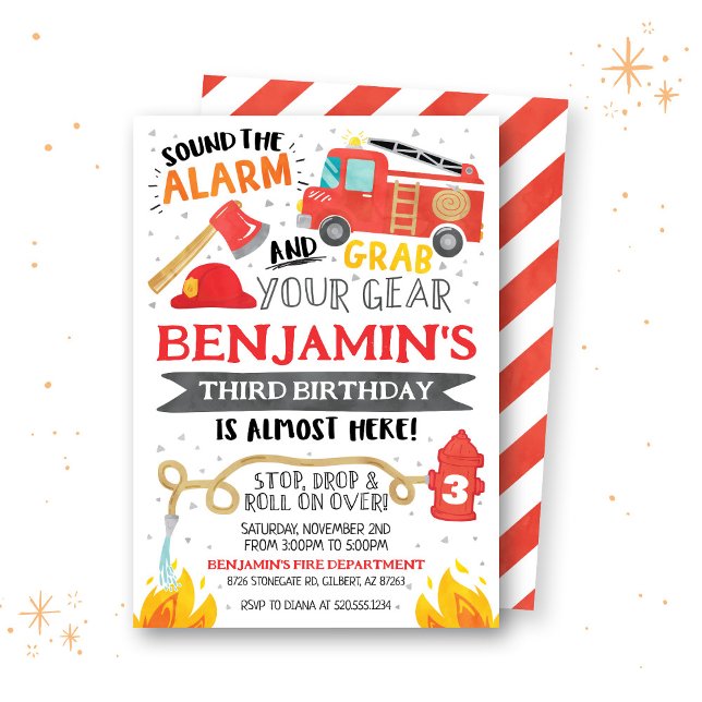 Fire Truck Birthday Invitation (Creator Uploaded)
