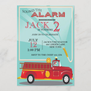 Fire Truck Birthday Invitation