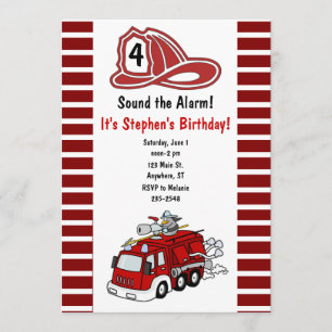Fire Truck Birthday Invitation