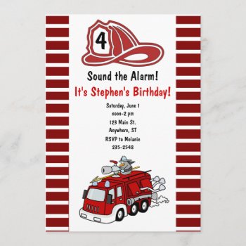 Fire Truck Birthday Invitation by Lilleaf at Zazzle