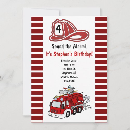 Fire Truck Birthday Invitation