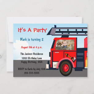 Fire Truck Birthday Invitation