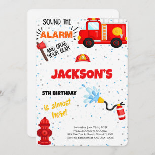 Fire Truck Birthday Invitation