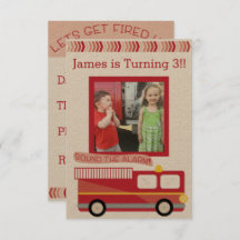 Fire Truck Birthday Invitation