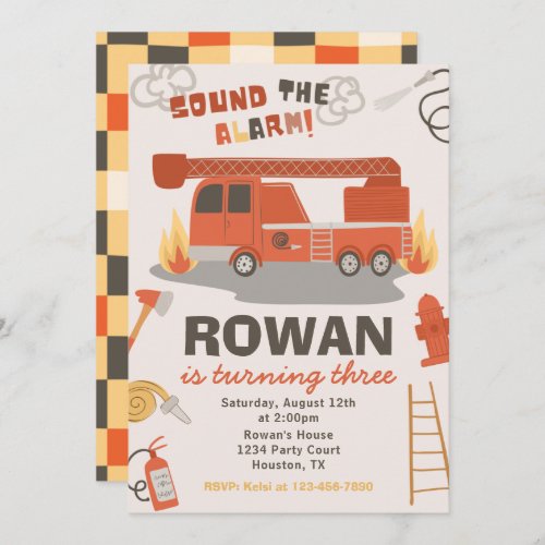 Fire Truck Birthday Invitation  Fire Birthday