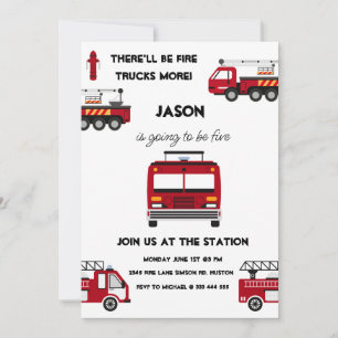 Fire Truck Birthday Invitation Fireman Party
