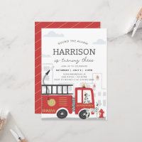 Fire Truck Birthday Invitation • Sound the Alarm