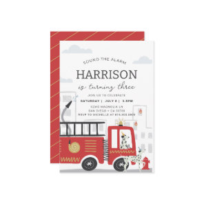 Fire Truck Birthday Invitation • Sound the Alarm